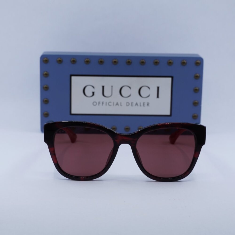Gucci GG1866SK 003 Square Sunglasses – Shiny Burgundy Havana/Burgundy - Picture 2 of 9